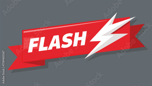 Red label graphic announcing a flash sale, featuring bold text and a dynamic design to attract attention..eps