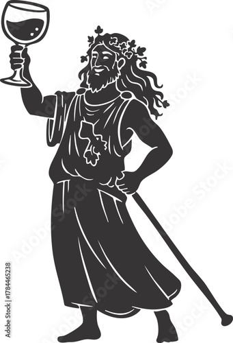 Dionysus Bacchus Logo with Grapes and Leaves for Winemakers and Bars