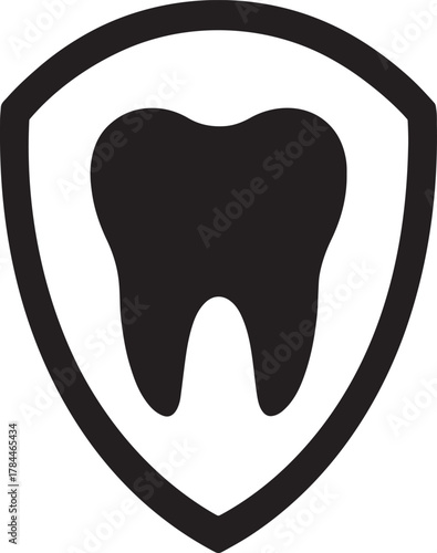 Patient silhouette leaving dentist chamber happily, holding gift bag with dental items.