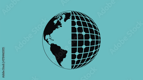 Global network connecting the world, showcasing technology and worldwide business in a modern and minimalist style for innovative solutions