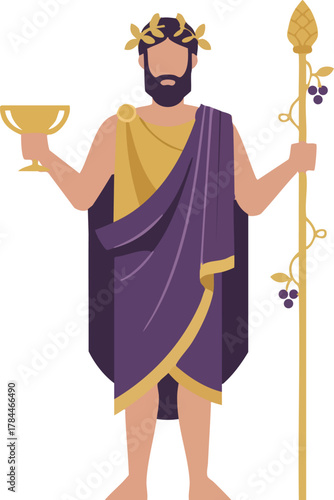 Dionysus Bacchus Logo with Grapes and Leaves for Winemakers and Bars