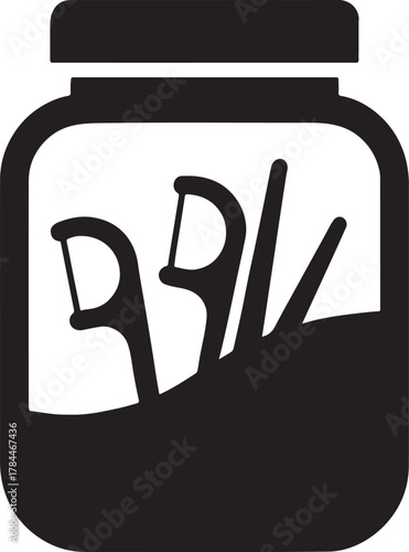 Abstract overlapping silhouettes forming impression of dentist office, tools, and workspace.