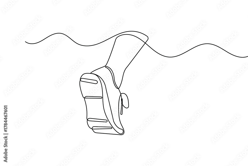 Obraz premium Stylish shoes continuous one line minimalist outline sketch footwear vector illustration 