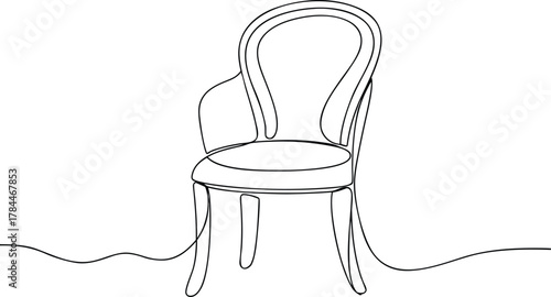 Single line drawing of a classic armchair furniture