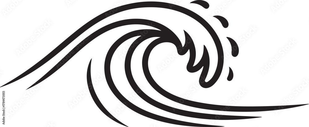 Fototapeta premium Ocean Wave Continuous Single Line Drawing Vector Illustration