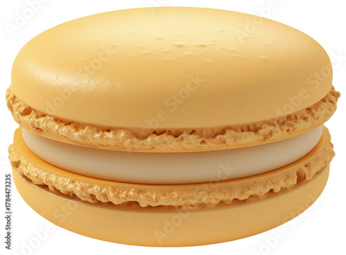 Macaron 3d rendering PNG. Cartoon minimal illustration style orange macaron on transparent isolated background.