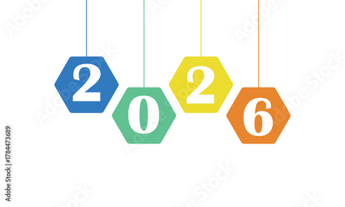 Bild auf Leinwand Modern 2026 new year typography with layered red blue transparent digits