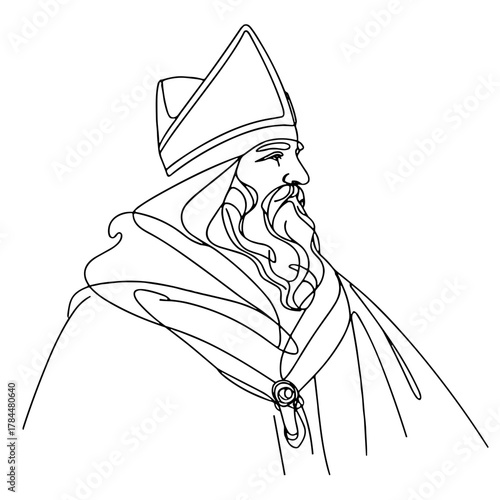 Saint Nicholas – Германия – Outline Minimal Vector, Staff and Cross Outline
