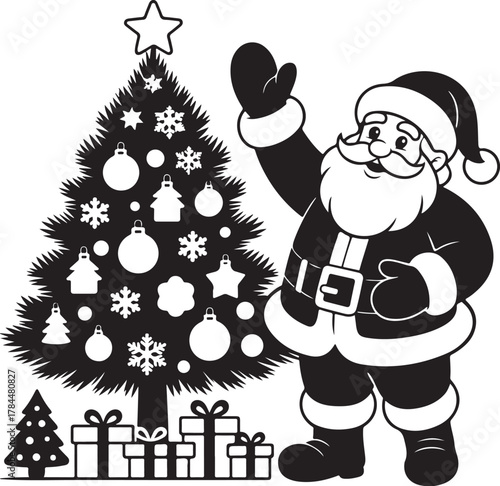Black Christmas Icon Set, Holiday Vector Elements, Festive Silhouette Design