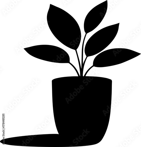 vector silhouette of a plant transparent with pot 