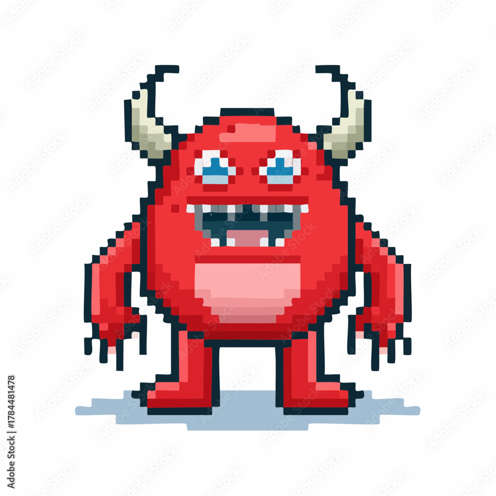 Fototapeta premium Red Monster Pixel Art