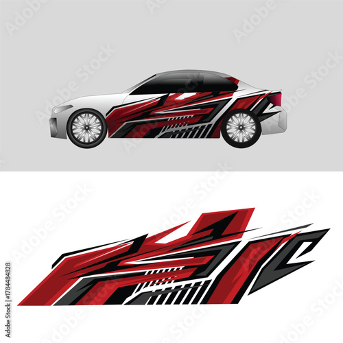 car wrapping decal template vector design. racing car body decals.
