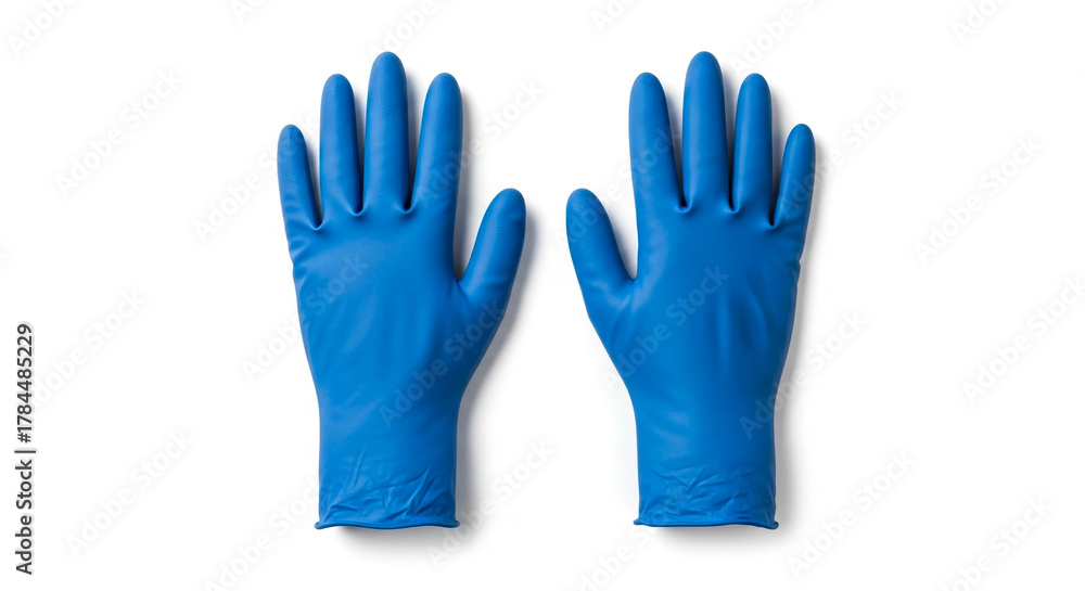 Obraz premium Blue nitrile gloves medical examination gloves latex free powder free gloves