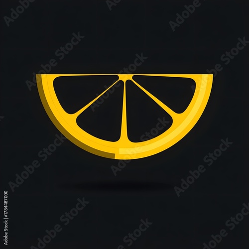 Bright Yellow Lemon Slice on Dark Background for Fresh Designs