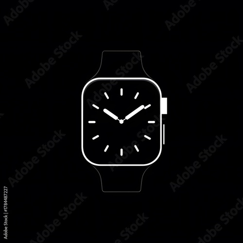 Minimalist Black Smartwatch with White Accents on Dark Background