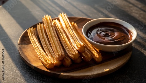 Spanish Churros and Chocolate Sauce Suitable for Dessert or Snacks