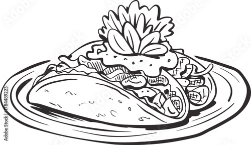 Delicious taco platter illustration food cuisine