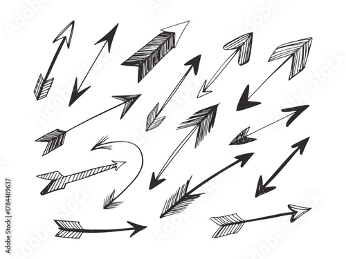 Hand drawn directional pointers arrows graphic