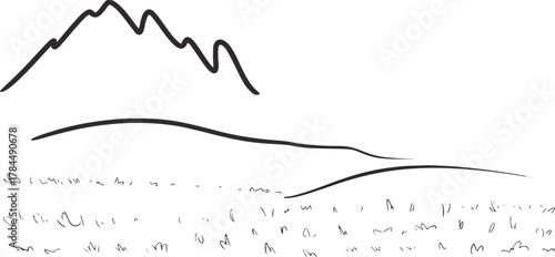 Mountainous landscape with rolling hills and grass