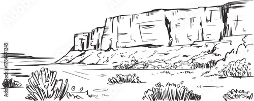 Rocky cliff desert scrub landscape nature