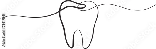 Single line tooth drawing dental medical
