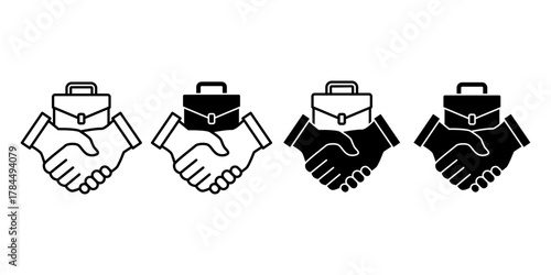 Business Deal Black Icon Bundle for Partnership Agreement and Cooperation Concept