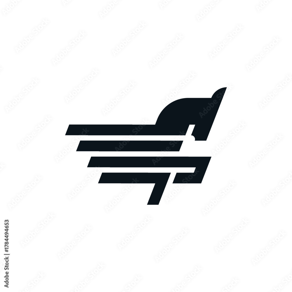 Fototapeta premium silhouette of a horse running so fast logo vector