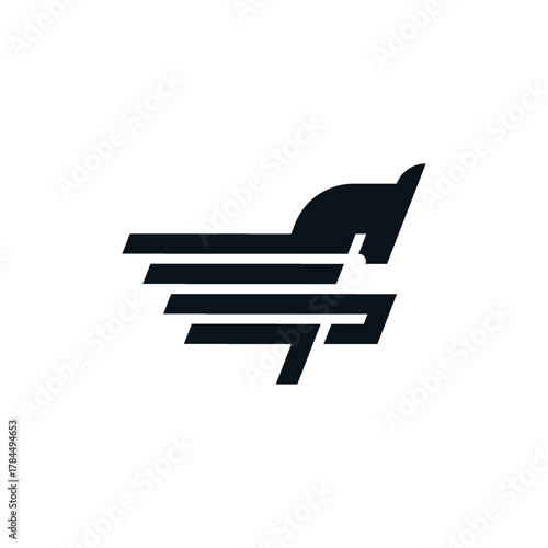 silhouette of a horse running so fast logo vector