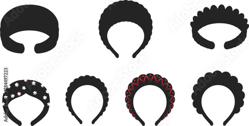 Elegant women headband collection, padded and decorative fashion hair accessories set, floral, scalloped, and classic styles for modern beauty design