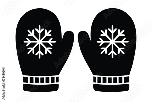 winter mittens vector icon  silhouette