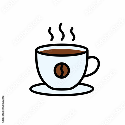 Steaming Cup of Coffee Illustration: Aromatic Morning Beverage Icon
