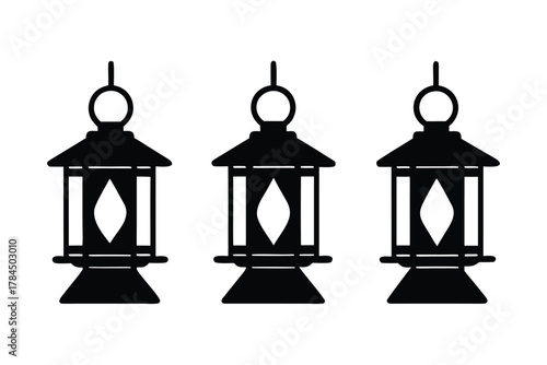 red lantern row vector icon  silhouette