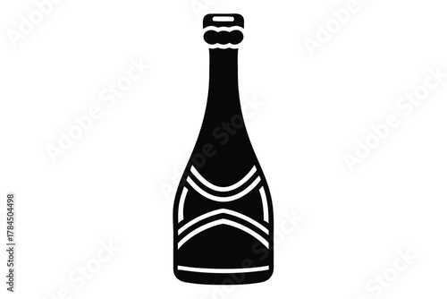 champagne bottle vector icon silhouette