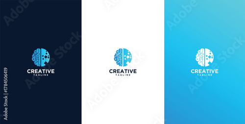 Illustration of a wired brain. Concept illustration of an electronic chip shaped like a human brain in an electronic virtual world.