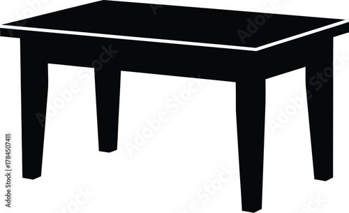Simple black silhouette of a wooden table with four legs