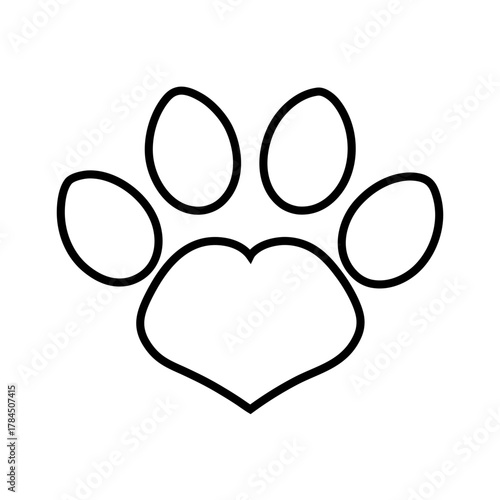 Minimal Animal Paw Print with Heart Design.