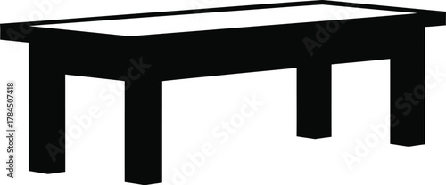 Simple black silhouette of a rectangular table with four legs