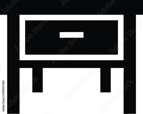 Simple silhouette icon of a nightstand with a drawer