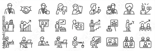 Business icons, corporate symbols, office and meeting elements kit