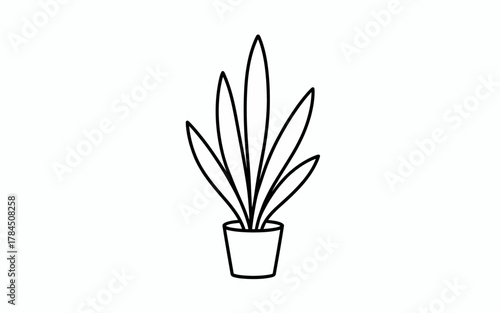 Potted houseplant line art vector for modern interior design