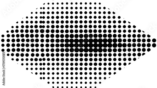 Modern Abstract Eye Graphic Design with Halftone Dot Pattern. Digital Vision, Technology and Surveillance Concept in Black and White.