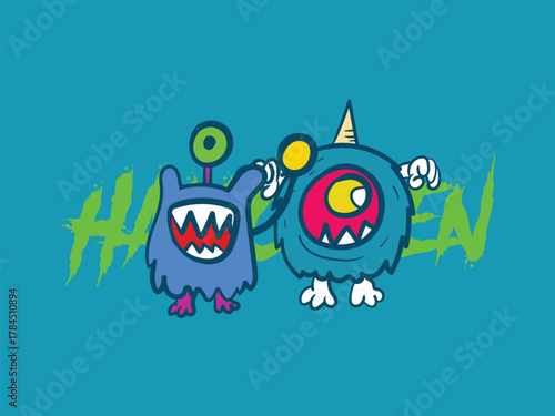 cute monster kaiju for kids background for halloween