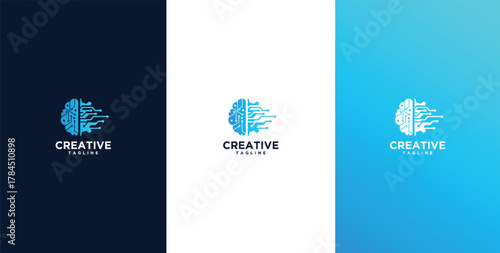 Illustration of a wired brain. Concept illustration of an electronic chip shaped like a human brain in an electronic virtual world.