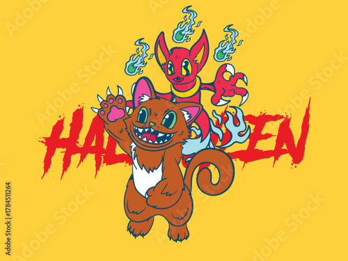 cute monster kaiju for kids background for halloween