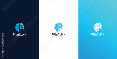 Illustration of a wired brain. Concept illustration of an electronic chip shaped like a human brain in an electronic virtual world.