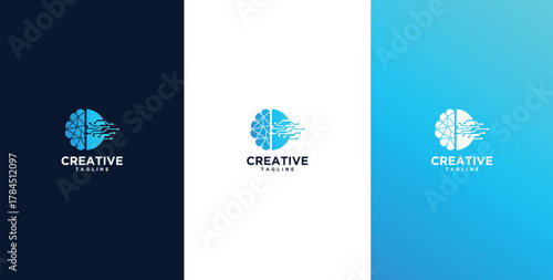 Illustration of a wired brain. Concept illustration of an electronic chip shaped like a human brain in an electronic virtual world.