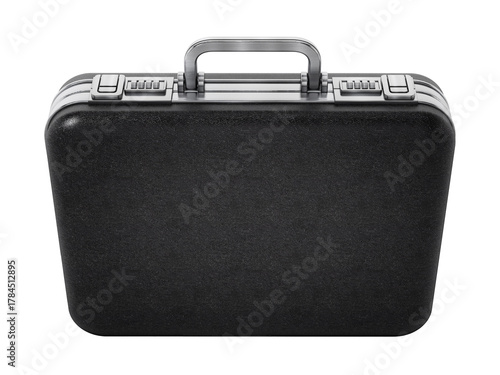 Closed classic briefcase isolated on transparent background. 3D illustration