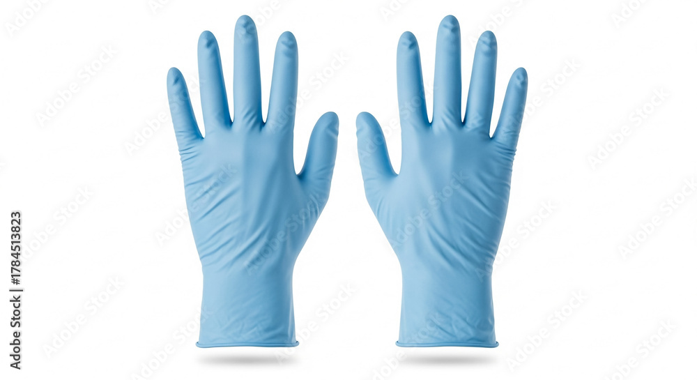 Obraz premium Blue nitrile gloves examination medical surgical gloves latex free gloves