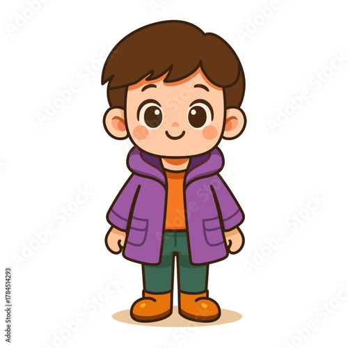 Wallpaper Mural Cute cartoon boy character in winter outfit vector illustration Torontodigital.ca