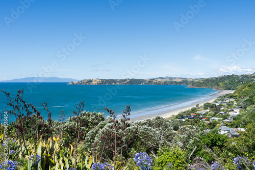 Onetangi Beach coastline on Waiheke Island, New Zealand